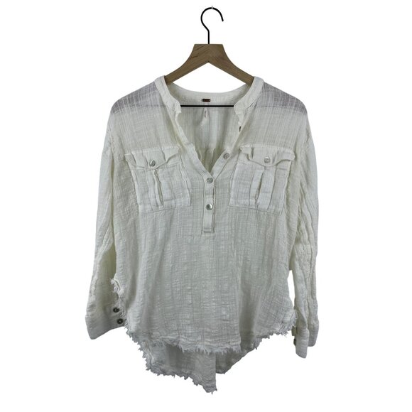 Free People Tops - Free People Womens Small Talk To Me Gauzy Sheer White Boho Beach Lagenlook Tunic